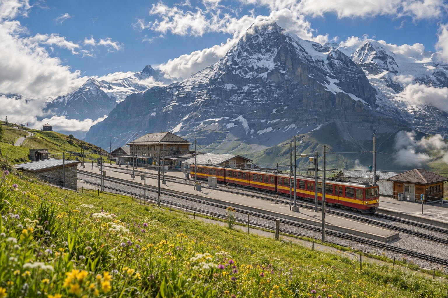 Kleine Scheidegg railway junction below the north face of the Eiger
